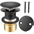 Matte Black Bathtub Drain Conversion Kit With Two-Hole Overflow Plate - Universal Fit For Most Tubs