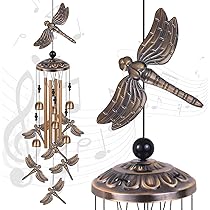 Carillon De Jardin Libellule Spirale - Clochettes Suspendues - Acrylique 62x14 Cm - Décoration Extérieure Ou Intérieure