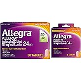 Allegra Adult 24-Hour Allergy Relief Tablets, Non-Drowsy Indoor and Outdoor Allergy Medicine, 180 mg Fexofenadine HCI Antihistamine Pill, 30 Count Plus 1 Count Travel Pack