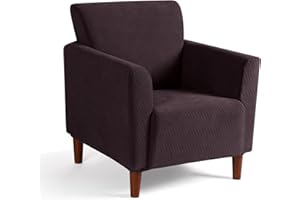 KinCam Accent Armchair Covers, Stretch Banquet Chair Covers, Arm Chair Slipcovers for living Room Stripe Jacquard Chair Covers Furniture Protector Covers for Kids, Pets (Chocolate)