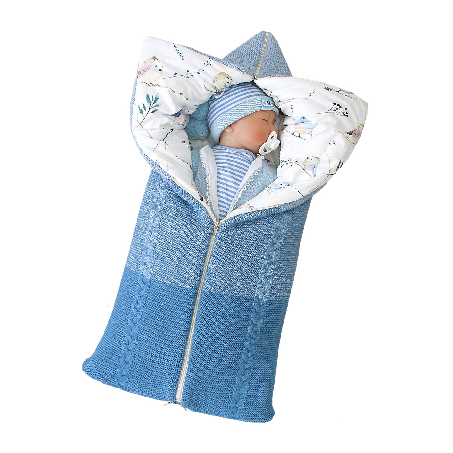R-ejet Newborn Baby Swaddle Blanket Wrap Knit Sleeping Bag Receiving Blankets Stroller Wrap for Baby (Blue)