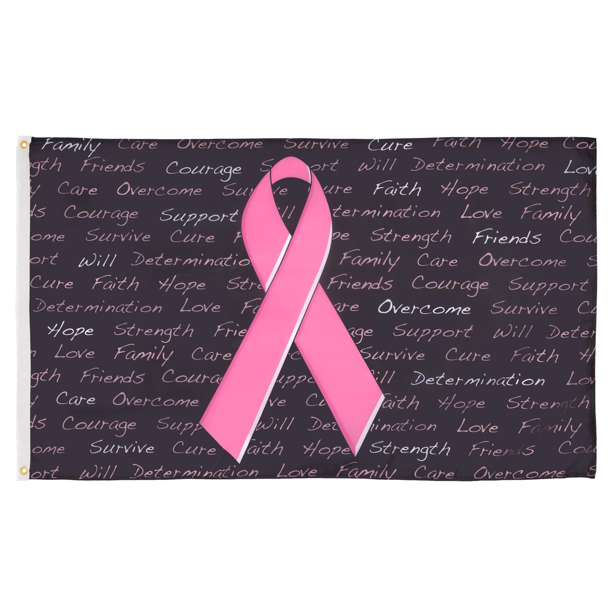 AZ FLAG - Breast Cancer Inscriptions Flag - 3x5 Ft - 100D Polyester Pink Ribbon Banner with Two Metal Grommets - Fade Resistant - Vivid Colors - 3' x 5' Feet - 150x90 Cm