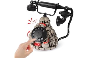 QEQEKAKA Telephones Halloween Decorations Spooky Vintage Phone Decoration with Rotary Dial Phone, for Halloween Interior Decoration, Tabletop Figurine, Haunted House Props,Party Gifts