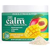 Third Nature Calming Drink Powder Jar with Magnesium Glycinate, GABA, L-Theanine & Reishi Mushroom - Adaptogenic Sugar Free Blend - Third Party Tested, Non-GMO - Peach Mango Flavor - 30 Servings