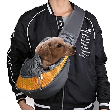 Pets Empire Sling Carrier Outdoor Travel Single Shoulder Bag with Extra Pocket for Puppy Cat Small Animals (Yellow, Large)