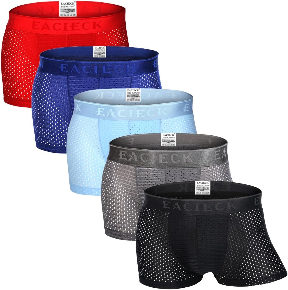 Artynes Men's Boxer Briefs,Swimming Trunks,Boxers Shorts,Gents Ice Silk Breathable mesh Underwear(3 Pack)