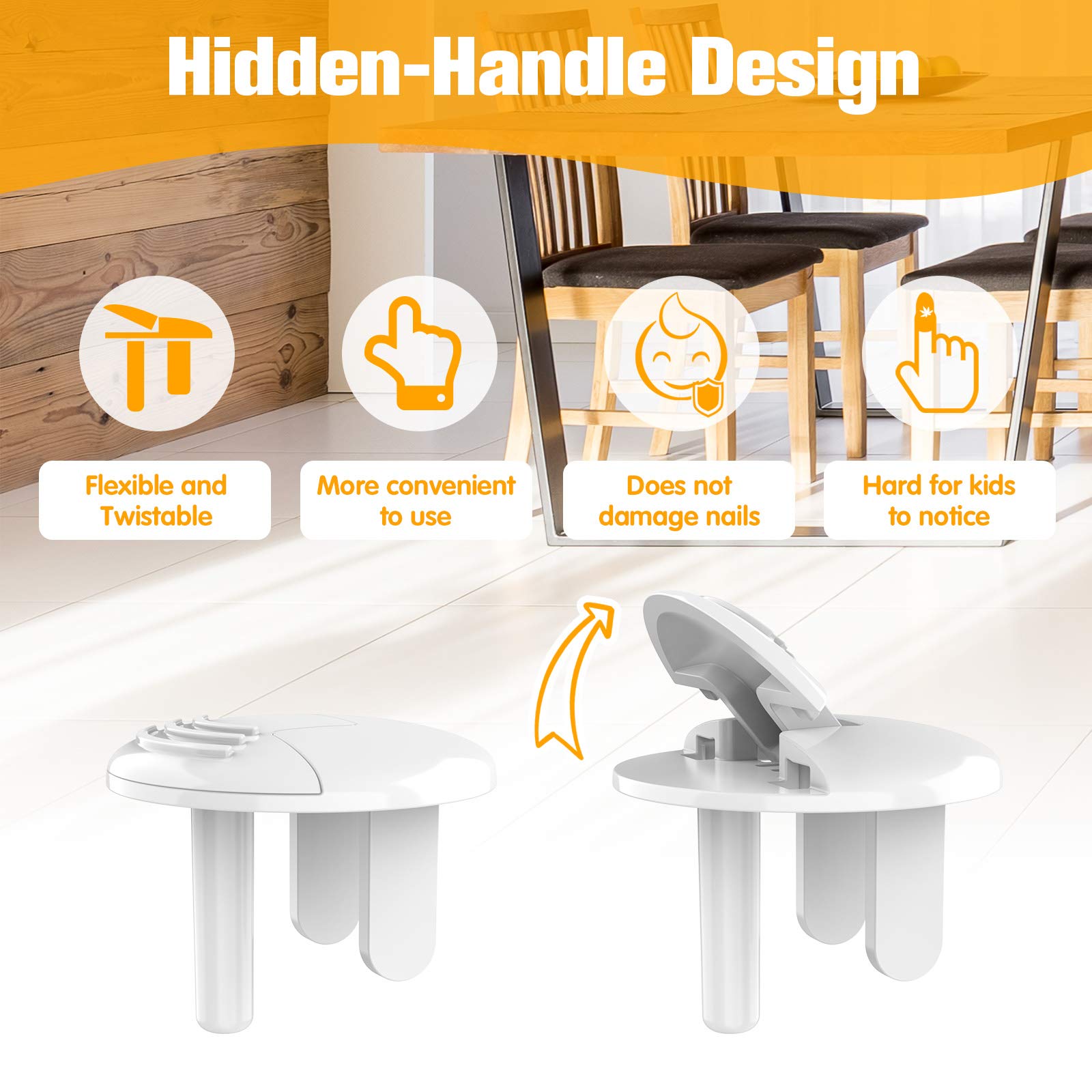 Outlet Covers with Hidden Pull Handle (48 Pack) Upgraded Round 3-Prong Outlet Plug Covers Durable Insulation Material Power Outlet Covers White Socket Covers Baby Proofing Electrical Outlet Protectors