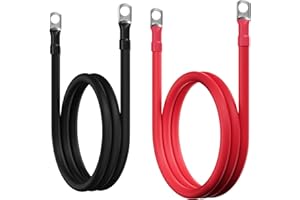 HIFIND 4 Gauge AWG Battery Cables 5 Ft Black+5 Ft Red, Pure Copper Power Inverter Wire Set with 3/8 in Lugs Both Ends, High Power Flexible for Automotive Solar Marine Boat RV Car Motorcycle-Outdoor-UL