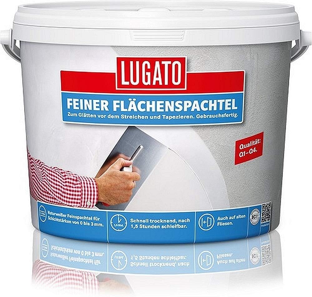 Lugato Feiner Flächenspachtel 17 kg - Glättet Wände und Decken