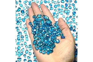 SEEKUP 1 Lb (460 g) Lake-Blue Sea Glass Stones Irregular Rainbow Glass Pebble Decorative Rock Quartz Tumbled Gemstone Chips for Aquarium Decoration/Vase Filler/Jewelry Making/Handwork Craft/Gems Display