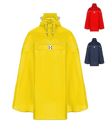 HOCK Fahrrad Regenponcho mit Kapuze inkl. Sichtfenster - Fahrradponcho Wasserdicht mit Reflektoren - Herren Damen Regenschutz