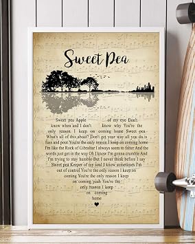 Amazon Com Trendora Decor Sweet Pea Song Lyrics Guitar Heart Vintage Portrait Poster Print 12 X 18 Posters Prints Am d7 don't get your way all you do is fuss and pout. amazon com