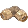 SharkBite 1/2 Inch 90 Degree Elbow, Push to Connect Brass Fitting, PEX Pipe, Copper, CPVC, PE-RT, HDPE, U248LFA
