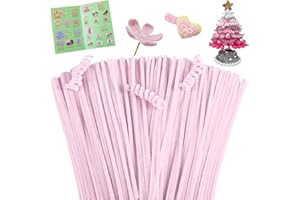 Giwrmu 100 Pieces Pipe Cleaners Chenille Stem, Sakura Pink Pipe Cleaners Craft, Fuzzy Sticks Craft Supplies, Colored Pipe Cleaner for Creative Handmade DIY Art Craft Project