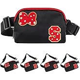 Initial Letter Bow Mouse-Ear Fanny Pack for Teen Girls,Cute Chenille Belt Bag Crossbody Travel Waist Pack for Women&Kids,Personalized Gift for Theme Park,School & Travel, Birthday Christmas(S)