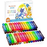 Shuttle Art Tempera Paint Sticks, 60 Pack, 2 Sets of 30 Colors Solid Tempera Paint, Washable, Super Quick Drying, Works Great on Paper Wood Glass Ceramic Canvas for Class School