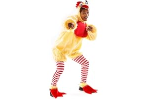 HAUNTLOOK Funky Chicken Costume - Funny Silly Unisex Halloween Adult Body Suit