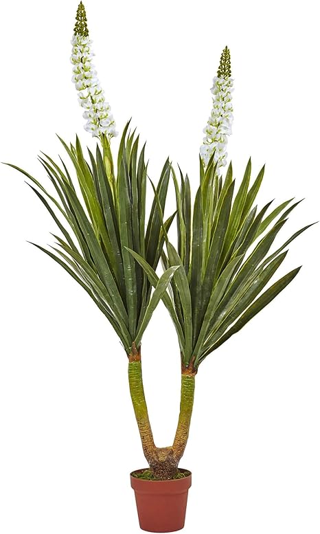 Amazon Misc グリーンユッカ植物 屋内ヤシの木 トロピカル植物 フローラル アパラガサギ 植物 57インチ ヤシの木 人工自然オアシス コテージ コンテンポラリー ブラウン ホワイト ポリエステル 造花 オンライン通販