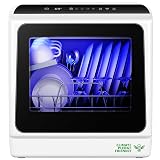 EUHOMY Countertop Dishwasher Portable with 6 Programs, 5L Built-in Water Tank for Apartments & RV, 167℉ High-Temp, No Hookup Needed, Mini Dishwasher with Baby Care, Air Dry/Quick/ECO/Fruit/Normal Mode