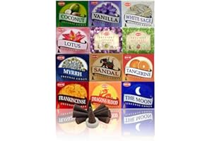 HEM Assorted Incense Cones – Pack of 12 Scents (10 Cones Each, 120 Total) – Natural Aromatherapy Fragrance for Meditation, Relaxation, Yoga, and Home Use