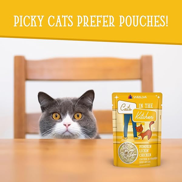 WERUVA CATS IN THE KITCHEN, PUMPKIN LICKIN’ CHICKEN WITH CHICKEN BREAST IN PUMPKIN SOUP CAT FOOD, 3OZ POUCH (PACK OF 12)