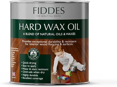 Fiddes Satin Hard Wax Oil 250ml Light Oak Wood Floor Kitchen Worktop Finish
