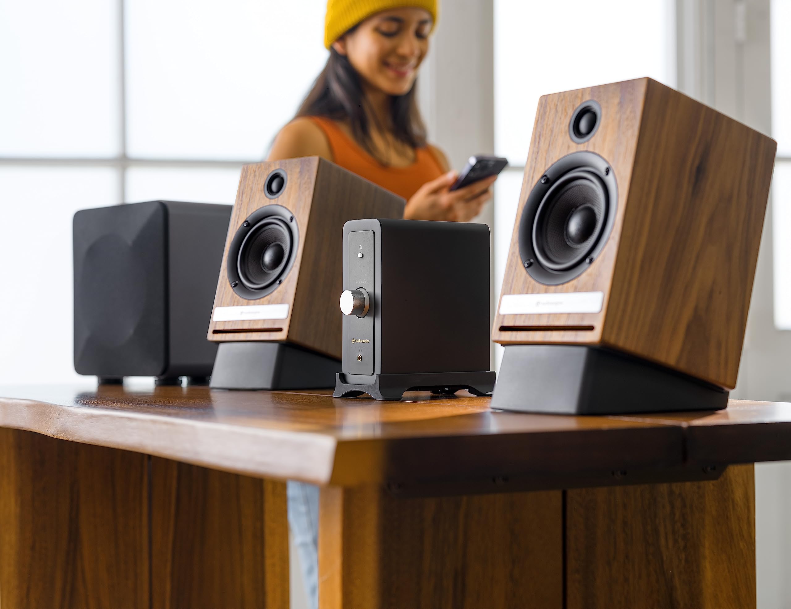 Audioengine N22 100W Mini Desktop Home Stereo Power Amplifier Amp with Bluetooth AptX