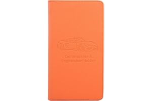 BQDIYOO Car Registration and Insurance Card Holder Auto Glove Box Organizer Document caddy Vehicle License Case PU Leather with 7 Compartments & Pen Groove & Magnetic Closure (Orange)