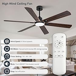 BOOMJOY 60” Ceiling Fans with Lights and Remote