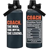 WWHSAI Coach Gifts - 32 Oz Coach Nutriton Facts Water Bottle, The Man The Myth The Legend - Christmas Birthday Cheer Coachs Gifts, Soccer Softball Basketball Swim Coachs Appreciation Gift for Him