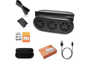 HPYDIY Solar Powered Car Exhaust Fan, 3 Air Outlets, Auto Ventilation System,Air Circulation in The Car Cooling, Eliminating Odors, Suitable for General Types of Car(Black)