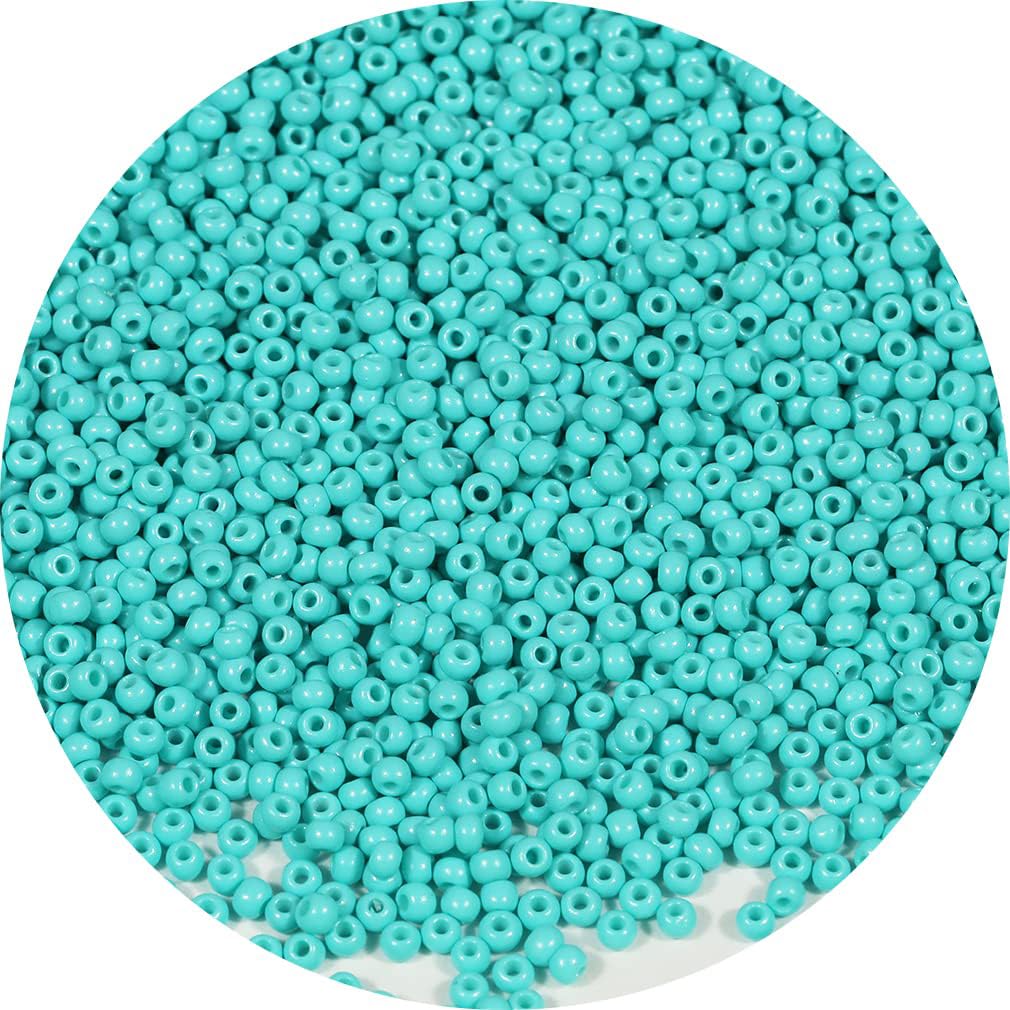 Bala&Fillic Size 3mm Turquoise Green Color Seed Beads 4000pcs/100 Grams, 8/0 Round Glass Craft Beads for Making Jewelry Earring Bracelets Necklace