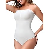 HEPOE Strapless Shapewear for Women, Tummy Control Brief Under Dress, Seamless Body Shaper-Large,White
