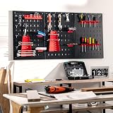 TANGZON Pegboard Wall Organizer Kit 3 Pegboards Black Red Hardware Rack view 8