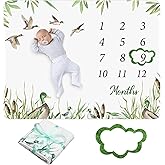Preboun Baby Monthly Milestone Blanket 40"x60" Mallard Duck Months Blanket Photo Props Mallard Duck Stuff Growth Chart Milestone Gift for Boy or Girl with Felt Marker Newborn Photoshoot