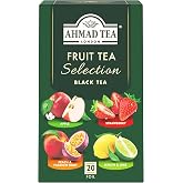 Ahmad Tea Herbal Tea, Fruit Selection, 4 Teas Apple Refresh, Peach and Passion Fruit, Srawberry Sensation, and Lemon and Lime Twist Teabags, 20 ct - Caffeinated and Sugar-Free