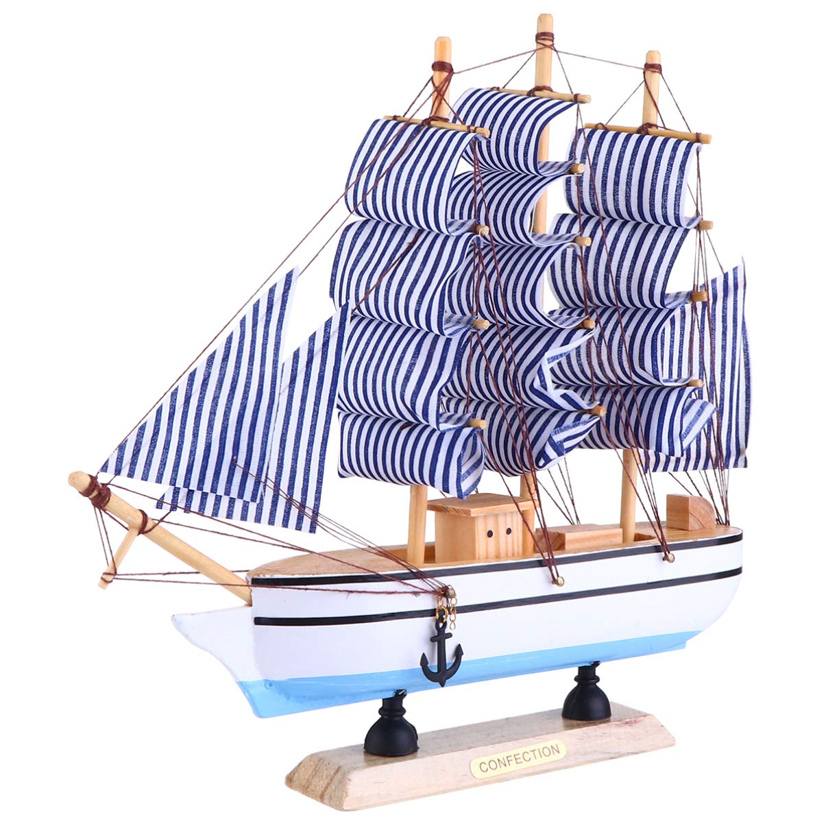Veemoon Wooden Sailing Ship Model, Handmade Vintage Nautical Sail Ship, Mediterranean Style Boat Model for Mediterranean Style Beach Nautical Home Decoration for Bar Home