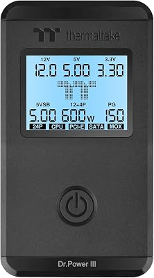 Dr. Power III ATX Tester di alimentazione/supporto fino a ATX12V v3.1 con connettore PCIe 12+4pin/uscita tensione per +12V, 5V, 3.3V e +5Vsb, AC-069-OO1NAN-A1