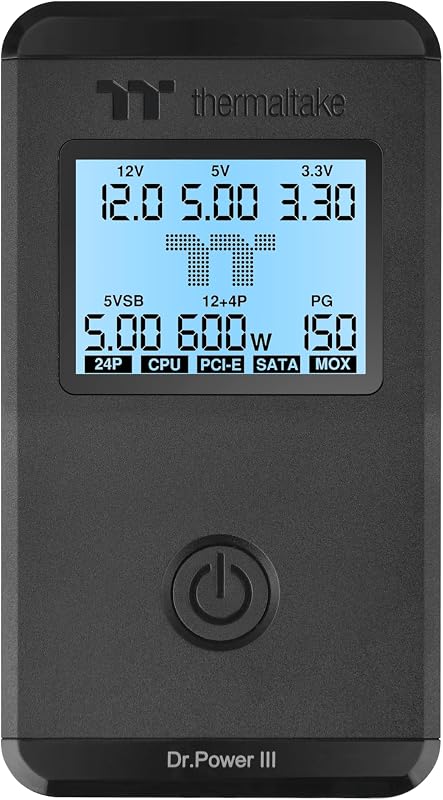 Dr. Power III ATX Tester di alimentazione/supporto fino a ATX12V v3.1 con connettore PCIe 12+4pin/uscita tensione per +12V, 5V, 3.3V e +5Vsb, AC-069-OO1NAN-A1