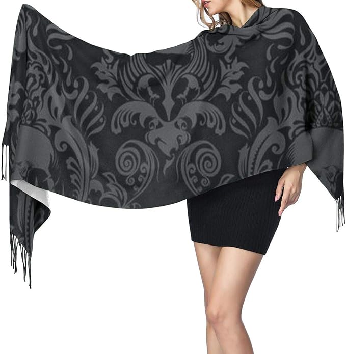 Amazon Co Jp レディースマフラー 壁用ゴシック壁紙スカルダマスクプリントカシミヤスカーフ 大きくて柔らかい暖かいショールラップスカーフタッセルスカーフ 77 X 27 服 ファッション小物