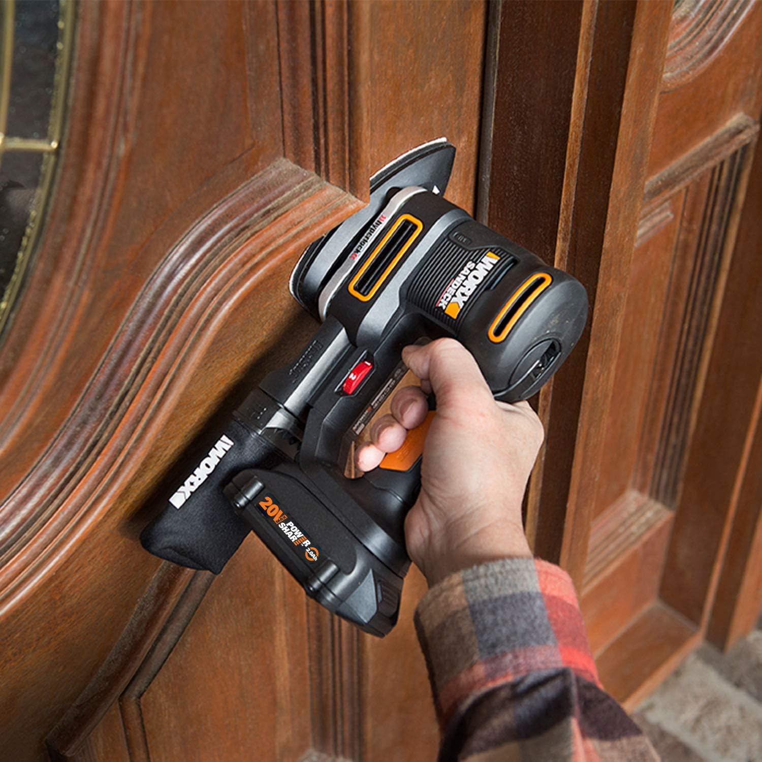 WORX WX820L.2 20V 2.0Ah Cordless Multi-Purpose Sander with 2 Batteries and 1 Charger - - 