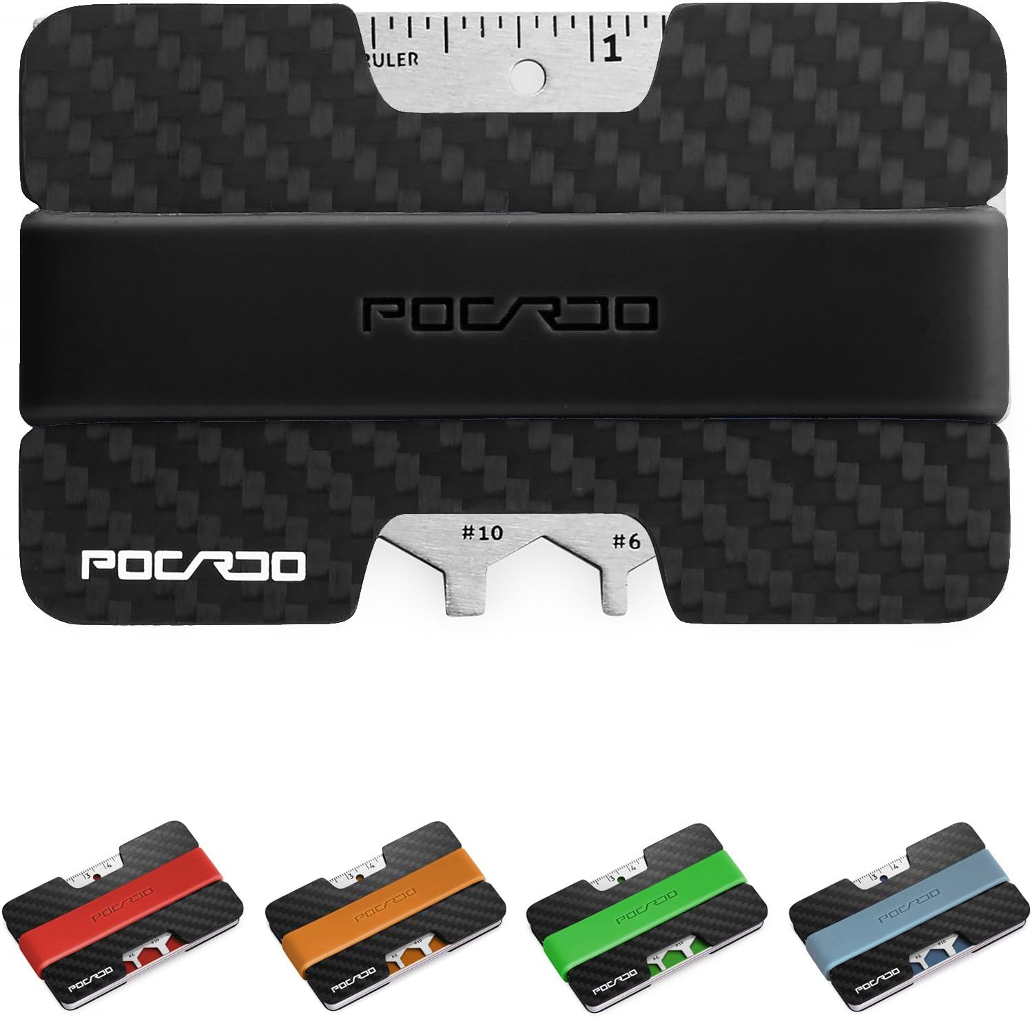 POCARDO Credit Card Holder with Coin Compartment, Multitool & RFID Blocking Card, Black and Chili Red - Image 4