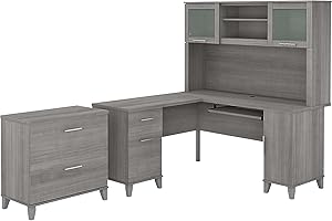 BUSH BUSINESS FURNITURE Bush Furniture Somerset 60W L Shaped Desk with Hutch and Lateral File Cabinet