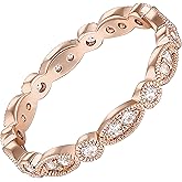PAVOI 14K Gold Plated Cubic Zirconia Band | Round Milgrain Eternity Bands | Gold Rings for Women