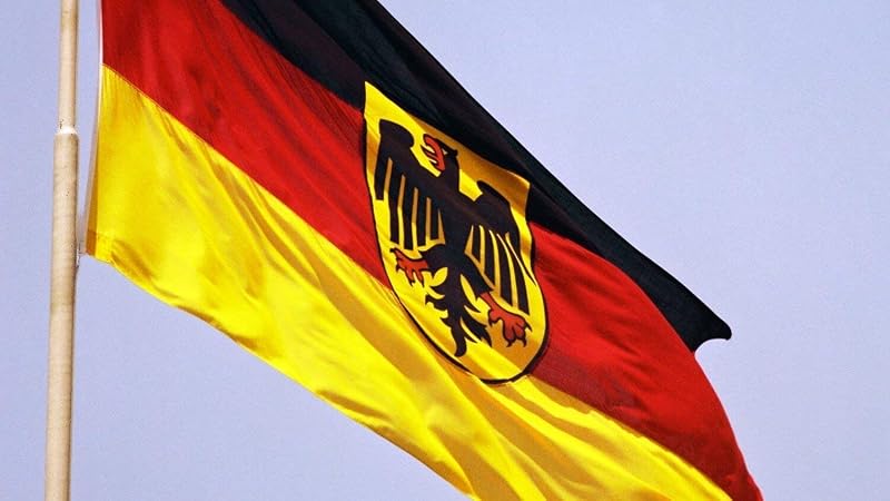 Bandiera Germania con aquila 90x150 cm - Tessuto da esterno resistente alle intemperie 150x90 cm con 2 occhielli metallici. Germany Flag giardino decorazioni