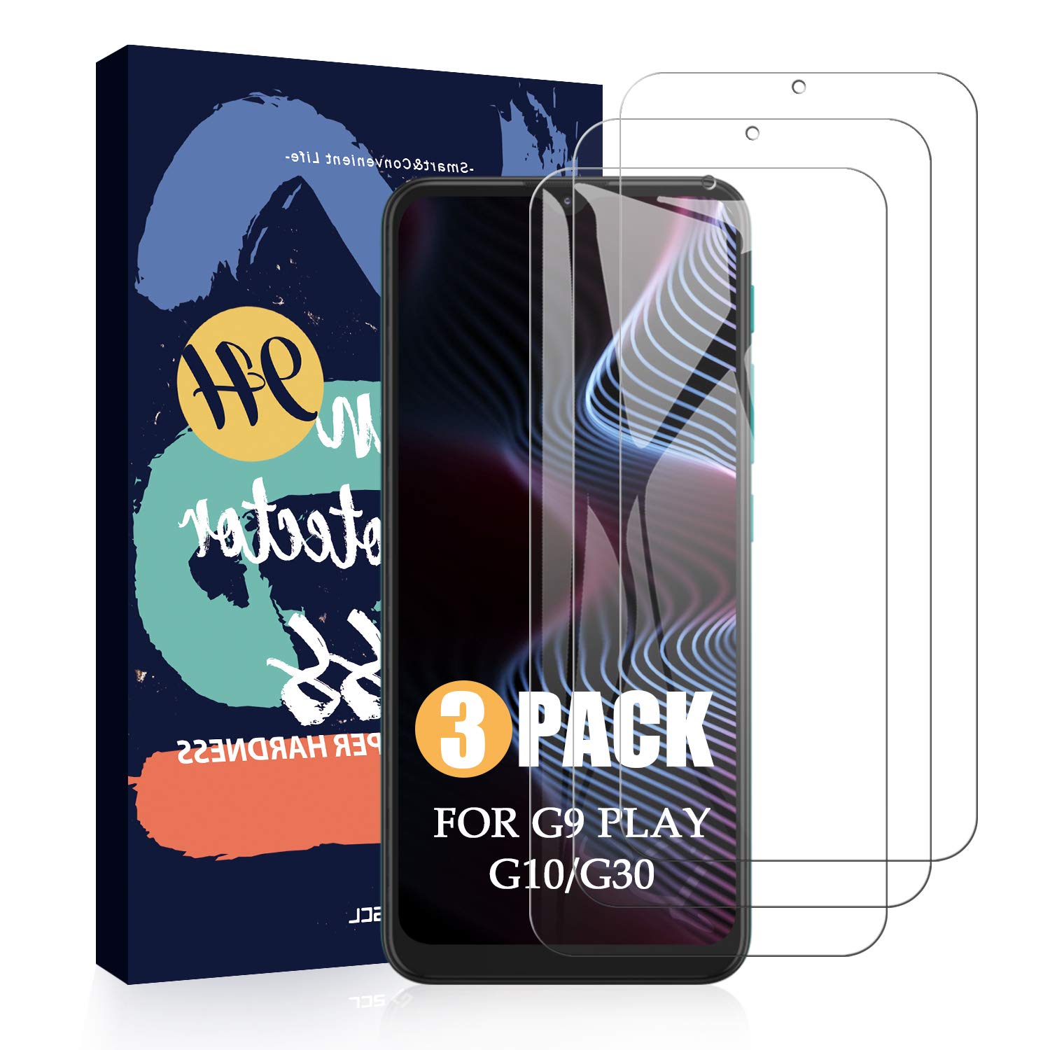 SCL Screen Protector for Motorola Moto G9 Play / G10 / G30 Screen Protector Moto G9 Play/Moto G10 / Moto G30 Tempered Glass Film [3-Pack], [2.5D Rounded Edge Glass Film, Bubble-free, 9H]