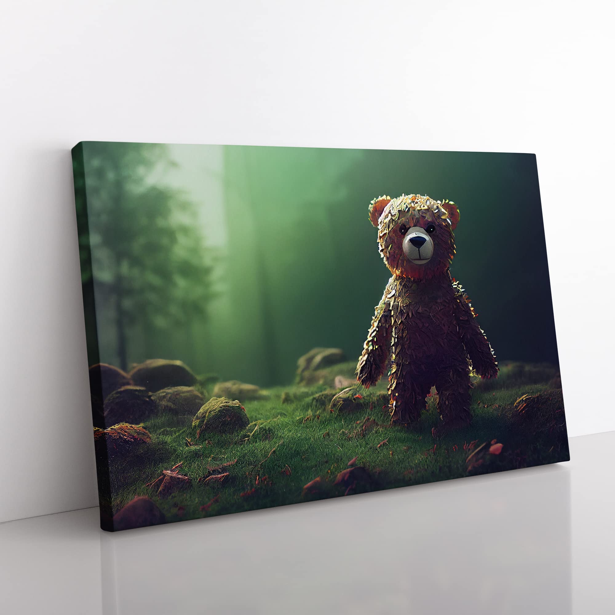 Sublime Teddy Bear Canvas Wall Art Print Ready to Hang, Framed Picture for Living Room Bedroom Home Office Décor, 50x35 cm (20x14 Inch)