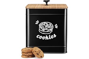 Perfnique Cookie Jar with Lid Airtight, Cookie Tin with Bamboo Lid, Cute Cookie Jars for Kitchen Counter Decorative, 1 Gallon