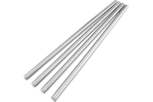LWCUSNJ 4pcs 3/8"-16 Fully Threaded Rod, 304 Stainless Steel Long Threaded Screw, 12" Length, Right Hand Threads (3/8"-16)