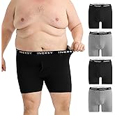 INNERSY Men's Big and Tall Boxer Briefs Breathable & Moisture-Wicking Underwear with Open Fly 4-Pack
